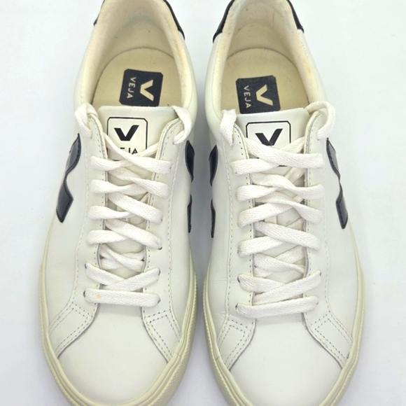 Veja Women's White and Black Sneakers - Picture 2 of 16